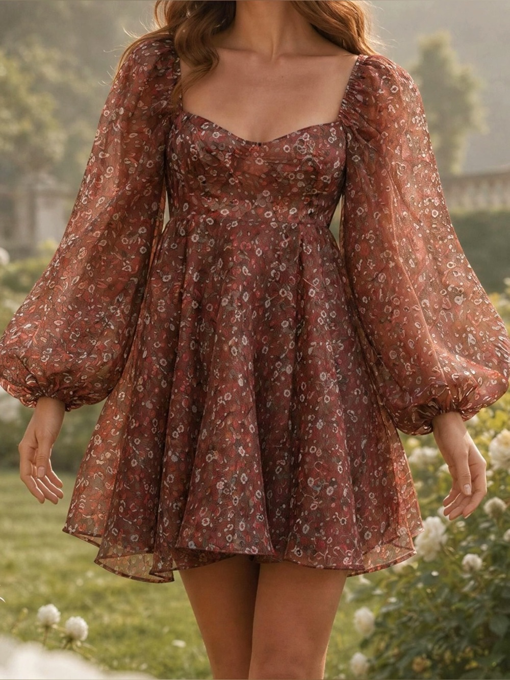 NEW SELKIE Princess Organza Mini Dress, Crimson Darling, XS